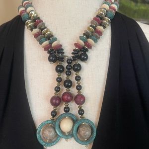 Beautiful Double Strand Natural Stone Look Multi-colored Beaded Fashion …